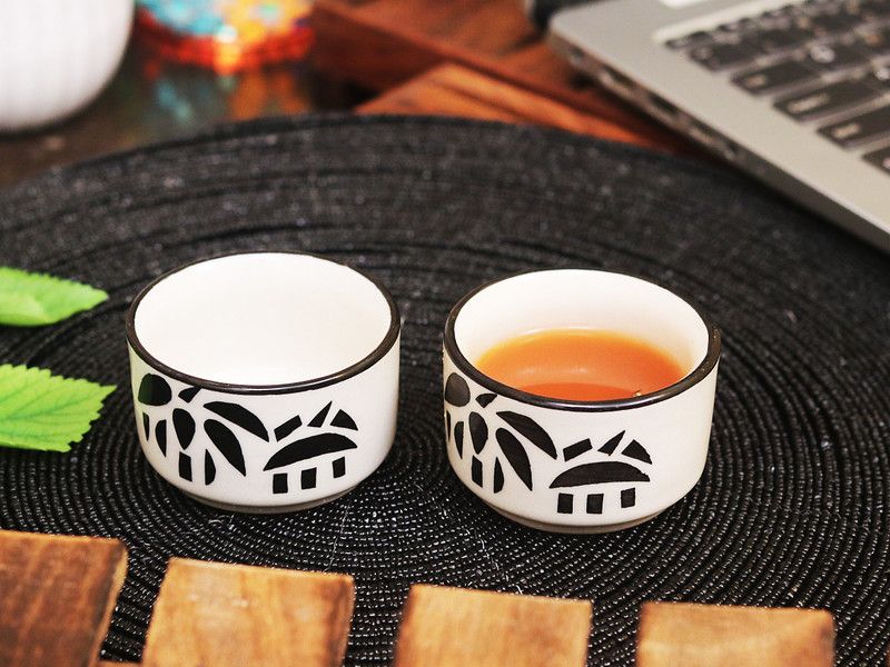Lyallpur Stores Ceramic Sauce Bowl  (Pack of 2, Black, White)