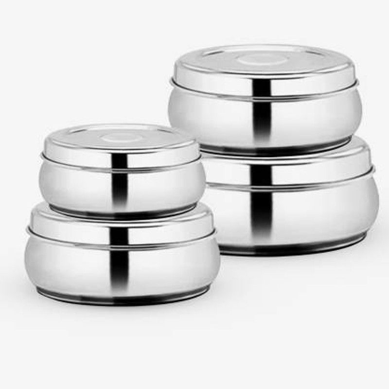 BAITHAK Steel Grocery Container - 1650 ml  (Pack of 4, Silver)