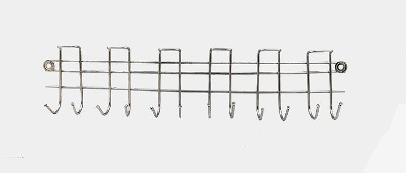 NOHUNT Spoon Spatula Hanger Wall Mounted Spoon Stand Holder for Kitchen, Multipurpose Hanger (1 Hanger in 12 Hook) Cutlery Kitchen Rack  (Steel, Silver)