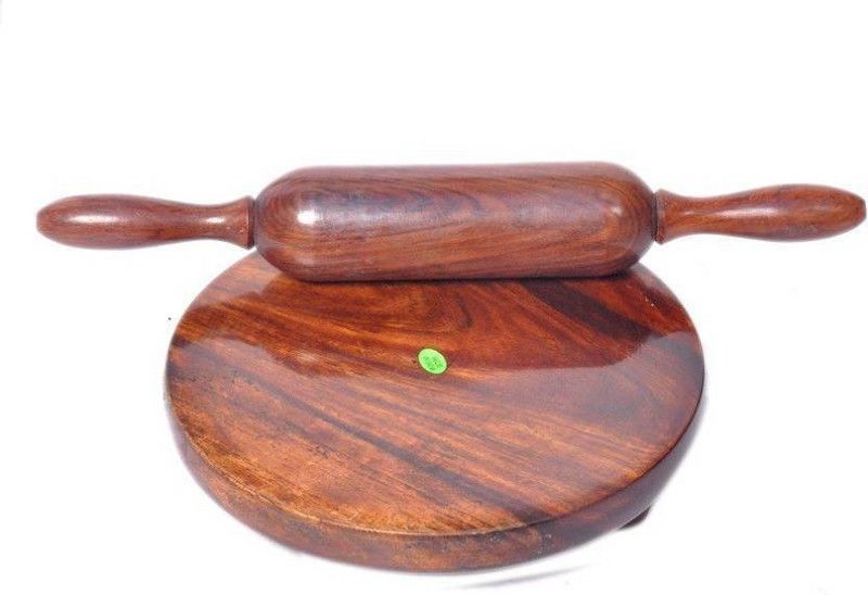 CraftOnline wooden Rolling Pin Board Rolling Pin & Board  (Brown, Pack of 2)