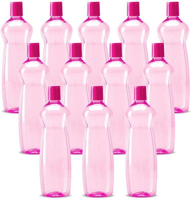MILTON Pacific 1000 Pet Water Bottles, 1 Litre Each, Set of 12, Pink 1000 ml Bottle  (Pack of 12, Pink, PET)