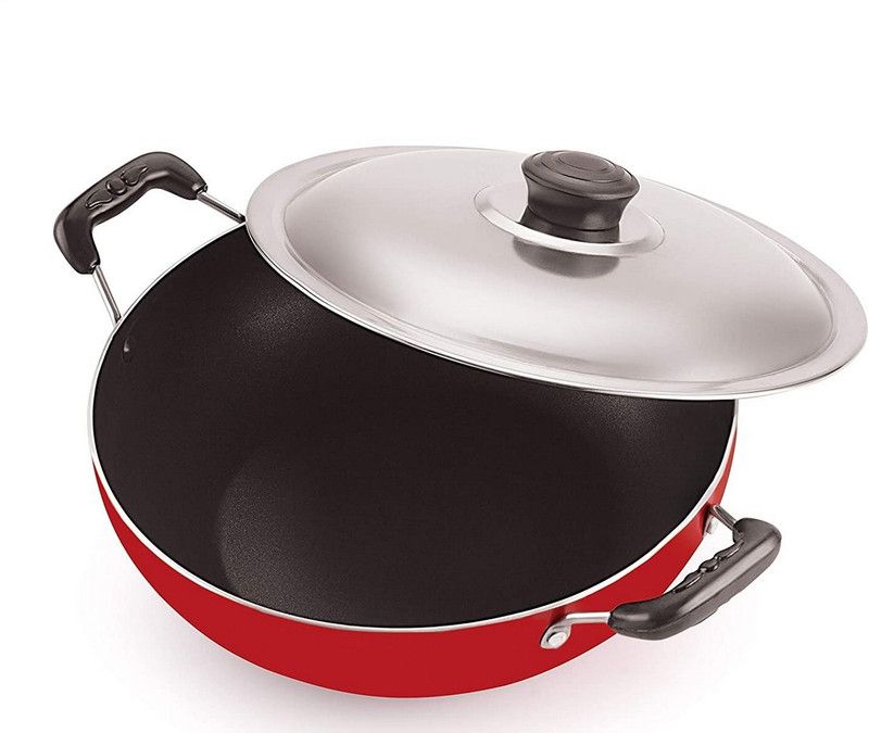 HM EVOTEK 3-Layer Non Stick Handle Kadai Kadhai With Lids HM-19 Kadhai 23 cm diameter with Lid 2 L capacity  (Aluminium, Non-stick, Induction Bottom)