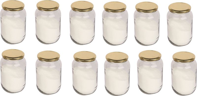 1st Time Glass Tea Coffee & Sugar Container - 400 ml  (Pack of 12, Clear, White)