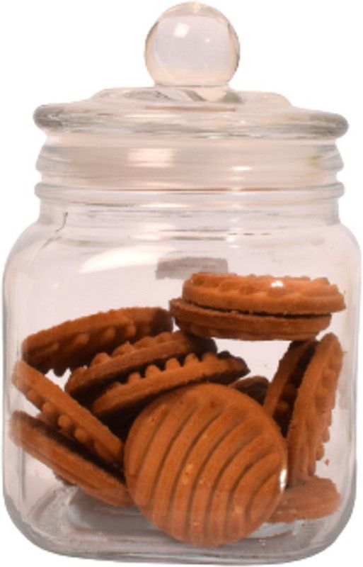 olwick Glass Cookie Jar - 750 ml  (White)
