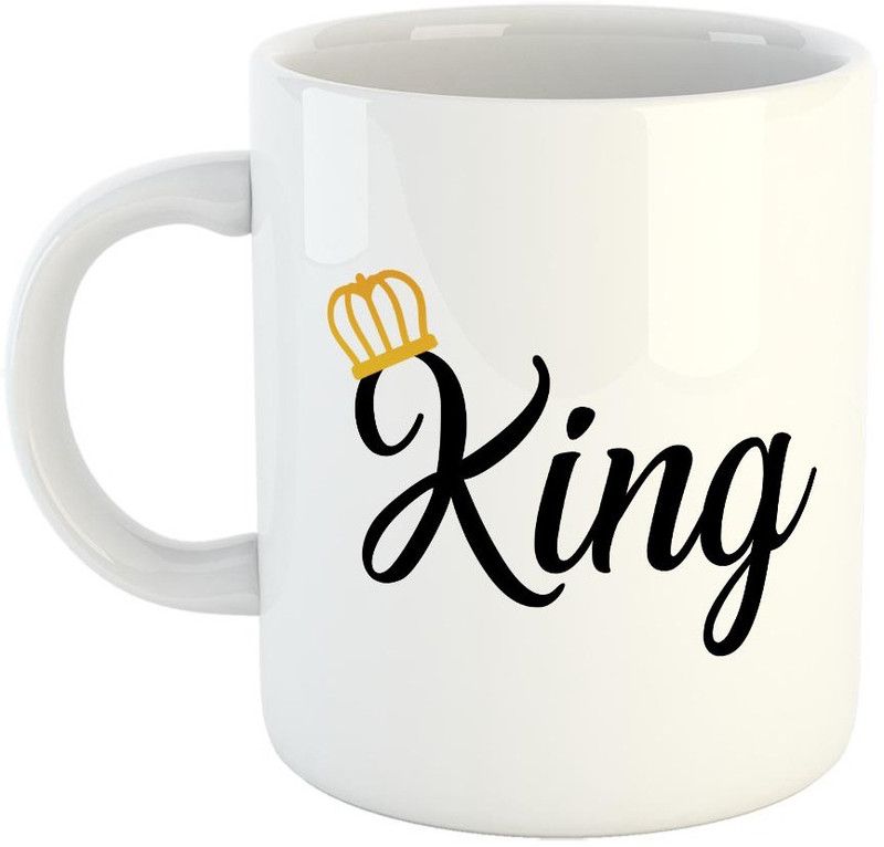 FABTODAY King Coffee - Best Gift for father on Birthday / Father's Day - Color - White Ceramic Coffee Mug  (350 ml)