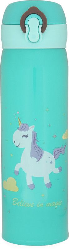 Online World Double Vacuum Insulated Stainless Steel Water Bottle for Kids 500 ml Bottle  (Pack of 1, Green, Steel)