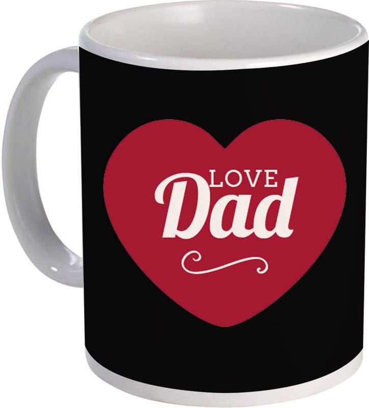 COLOR YARD best love dad with red heart design on white Ceramic Coffee Mug  (325 ml)