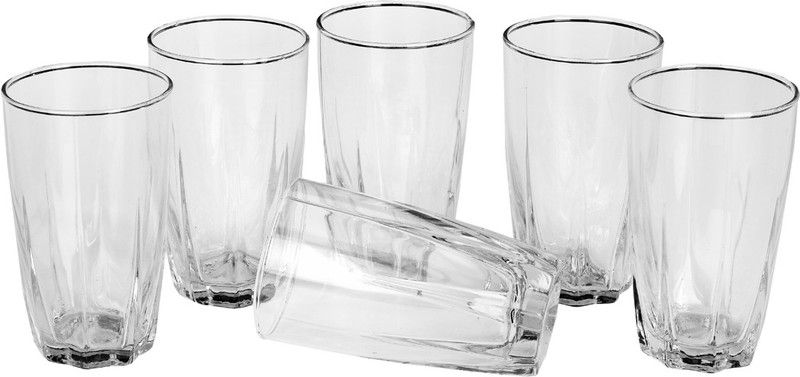 Somil (Pack of 6) Multi Purpose Party Designer Glass Set_098741 Glass Set Water/Juice Glass  (330 ml, Glass, Clear)