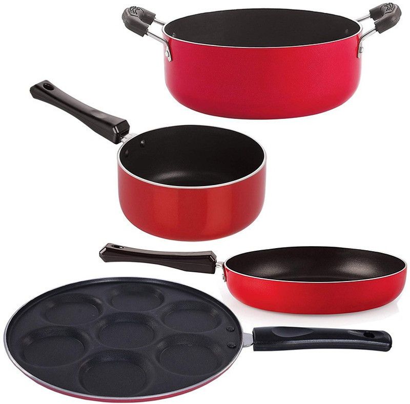 NIRLON  Nonstick Best Kitchen Cookware Combo Set Non-Stick Coated Cookware Set  (Aluminium, 4 - Piece)
