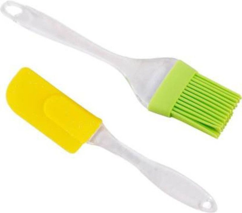 LUDDITE Silicone Oil Brush & Spatula For applying Butter/Oil, Cake Mixer, Decorating, Cooking, Baking Kitchen Tool Set  (Multicolor, Brush)