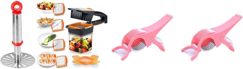 R.sons Stainless Steel Potato & Vegetable Masher | Pav Bhaji Masher 2 peeler and cutter 1 fruit chopper Kitchen Tool Set  (Chopper, Masher, Peeler)