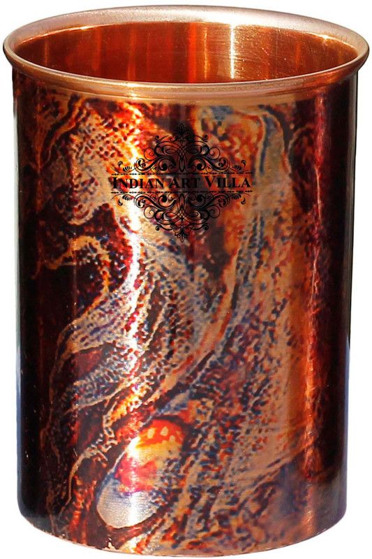 IndianArtVilla Printed Copper Glass, Drinkware & Serveware, Good Health Benefits Glass Water/Juice Glass  (300 ml, Copper, Brown)