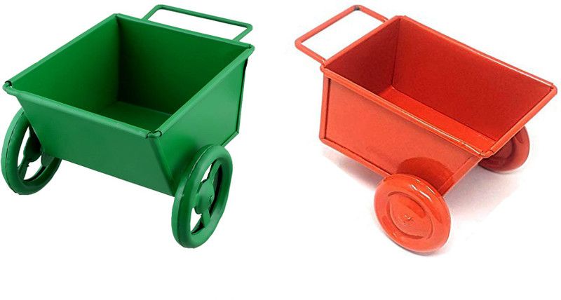 Home Decor Iron Shopping Cart Shape Platter Trolley for Kitchen/Dinning Table Serving Platter Container Serving Set  (Pack of 2)