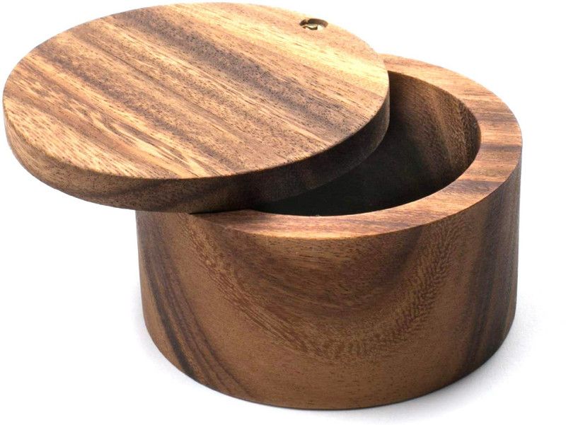 sk handicraft Wooden round salt container / sugar container / spice container / dry fruit container / Single Compartment for Salt, Spices, Herbs (size: 3.75 x 3.8 in) - 200 ml Wooden Tea Coffee & Sugar Container  (Brown)