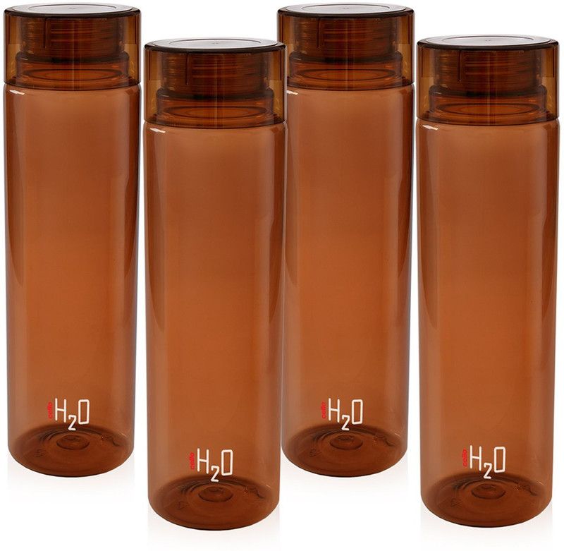 cello H2O Brown 1000 ml Bottle  (Pack of 4, Brown, Plastic)