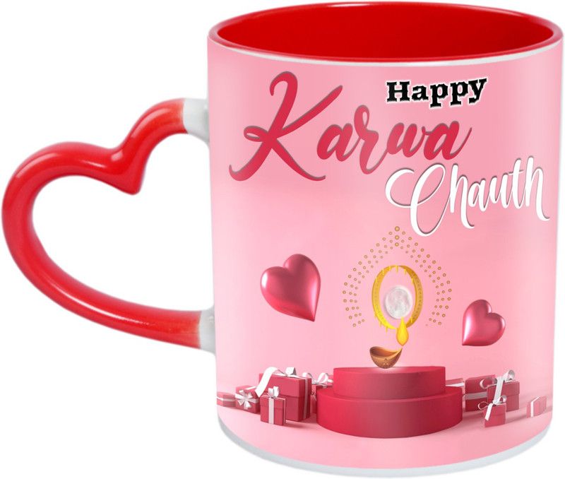 Karwa chauth Gift for wife birthday Coffee ATKARHRT077 Ceramic Coffee Mug  (330 ml)