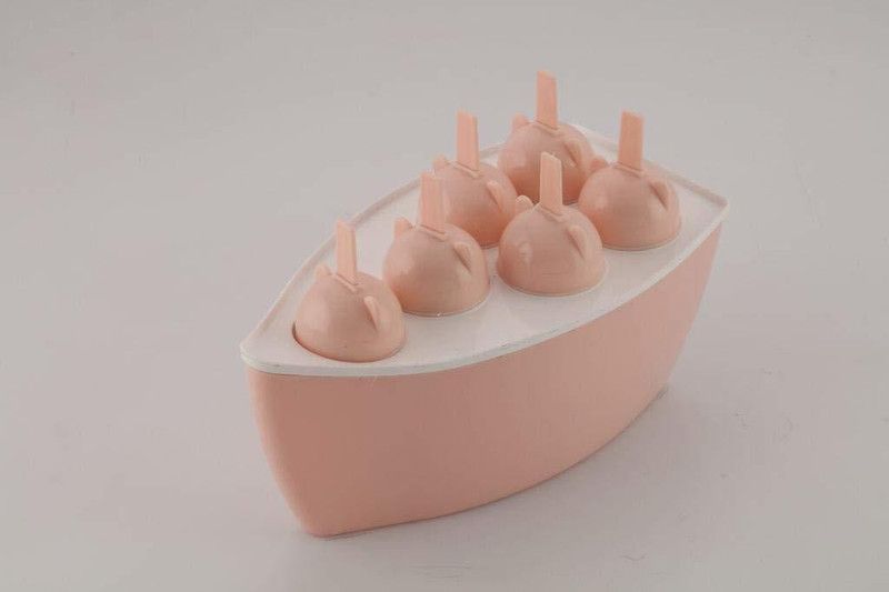 Liza Kulfi Maker Mould, Candy Mould, Popsicle Moulds, Ice Candy Maker, Plastic Frozen Ice Cream Mould Tray of 6 Candy with Reusable Stick (Kulfi Maker, Peach) Pink Plastic Ice Cube Tray  (Pack of1)