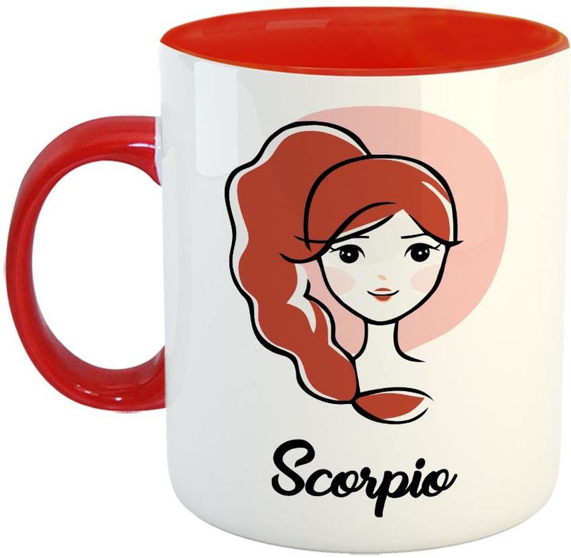 FABTODAY Scorpio Zodiac Sign Coffee - Best Festive Gift for Family and Friends - Color - Red (0474) Ceramic Coffee Mug  (350 ml)