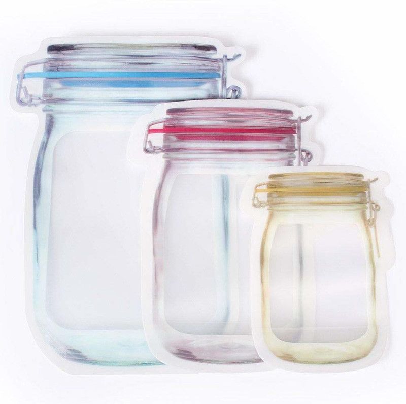 SEAHAVEN Jar shaped zipper bag Plastic Storage Pouch, Seal Fresh Food Storage Bag for Cookies Candy Nuts PVC Zip lock ,Plastic Utility Container Plastic Storage Pouch  (Pack of 1)