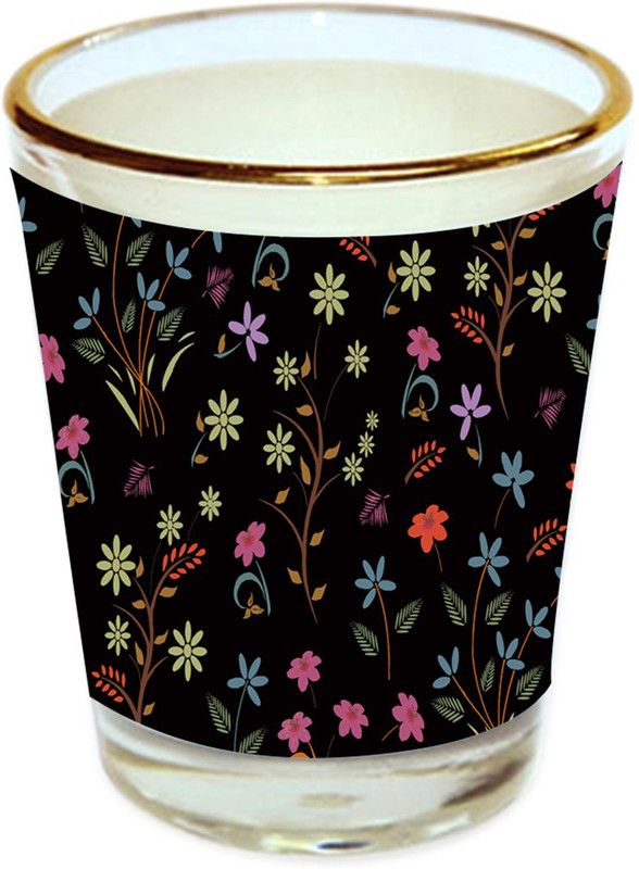 Sri Sai Shopping vodka shot glass multicolor floral design with golden rim for home and bar accessories 40ml (style-10488) Glass Shot Glass  (40 ml, Glass, Multicolor)