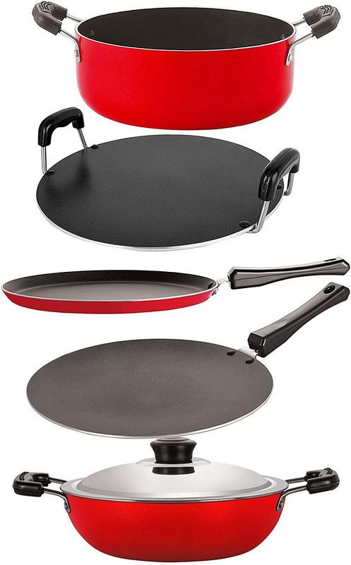 NIRLON FT12_CT12_DKD(B)_RT_CS20 Non-Stick Coated Cookware Set  (PTFE (Non-stick), Aluminium, 5 - Piece)