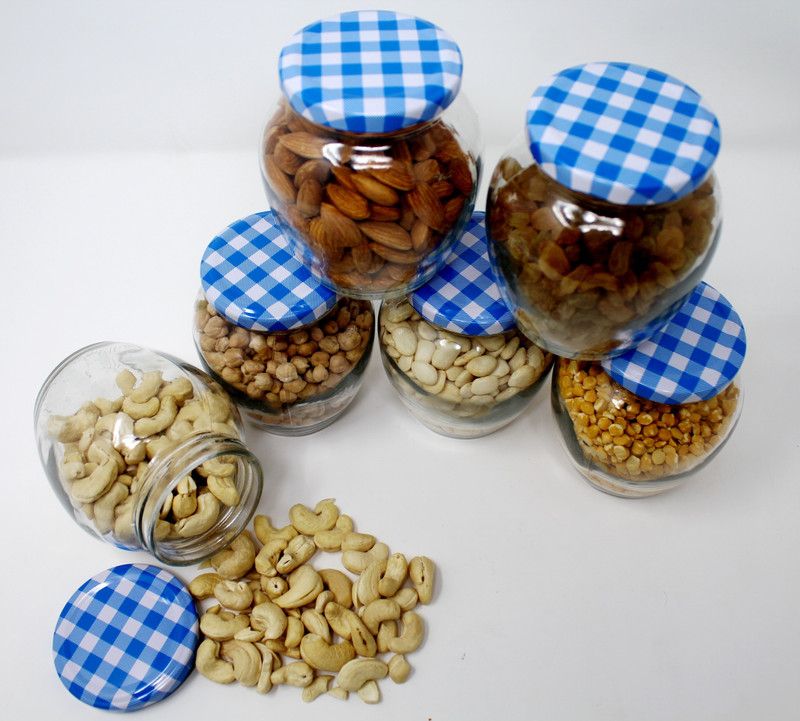 HKC HOUSE glass jar - 420 ml Glass Grocery Container  (Pack of 6, Clear)