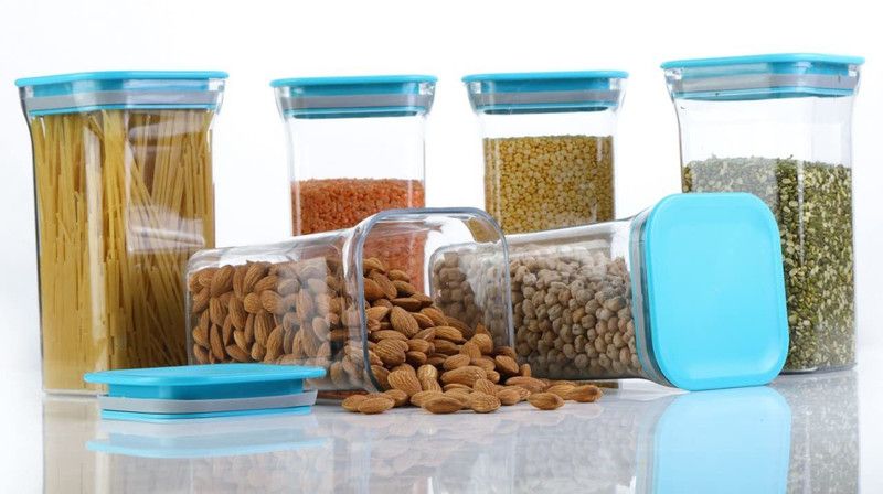 NCMART Plastic Grocery Container - 1100 ml  (Pack of 6, Multicolor)