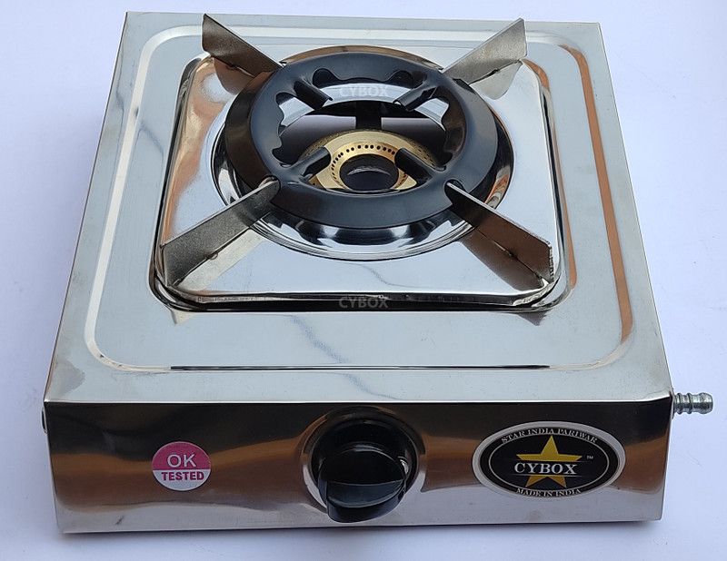CYBOX Heavy Double Top Brass Burner Single Stainless Steel Manual Gas Stove  (1 Burners)