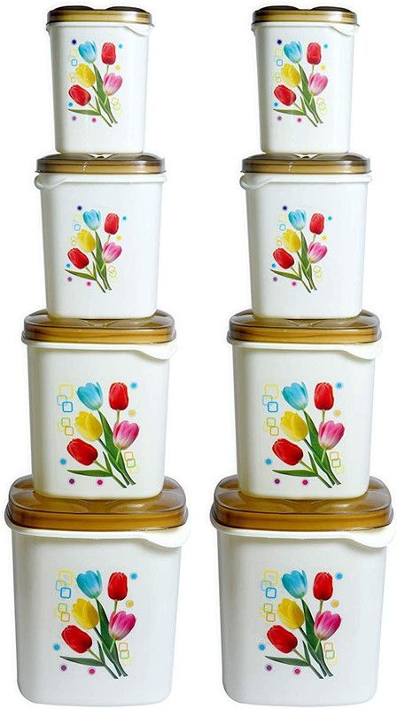 OBIXO Plastic Jars & Containers (pink) - 2000 ml, 1500 ml, 1000 ml, 500 ml Plastic Cookie Jar  (Pack of 2, Gold)