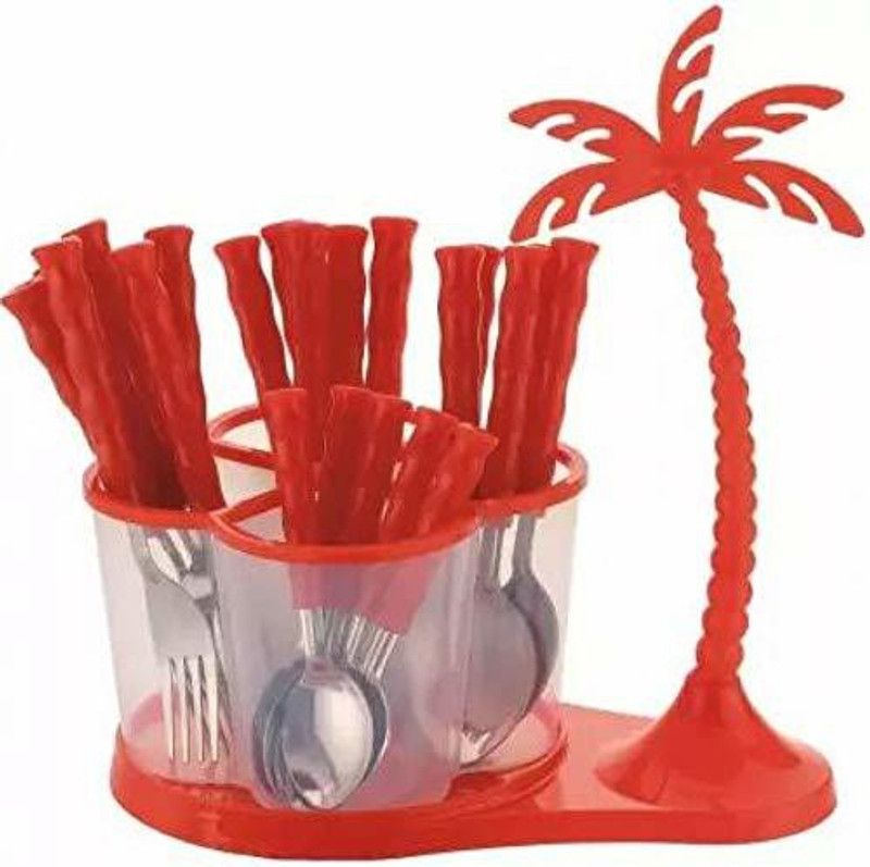 LinuxForYou ANTIC RED Plastic, Stainless Steel Cutlery Set  (Pack of 24)