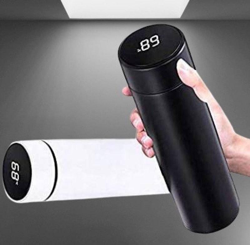FITUP Hot Cold Water Bottle And LED Display Temperature bottle s10154 500 ml Bottle  (Pack of 1, Black, Steel)
