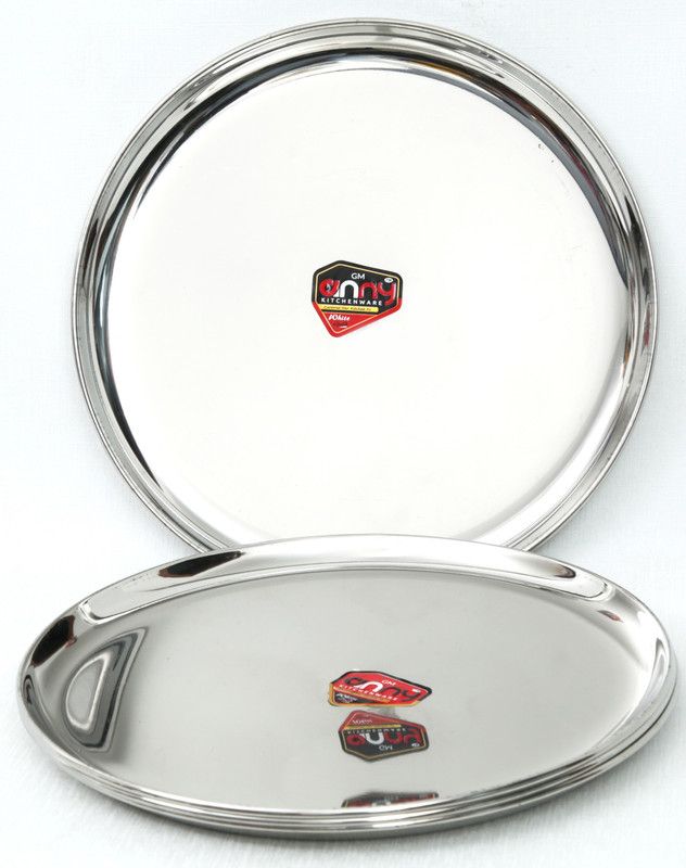 Anny Stainless Steel China Plate Set Of 4 (12 Inch) Dinner Plate  (Pack of 4)