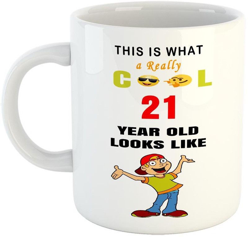 FABTODAY This is what really cool 21 years looks like Coffee - Best Gift for Friend / Brother on Birthday- Color - White Ceramic Coffee Mug  (350 ml)