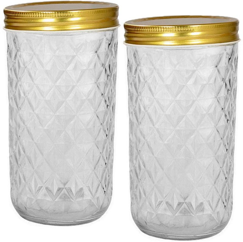 Miniature Mart Glass Utility Container - 320 ml  (Pack of 2, Clear)