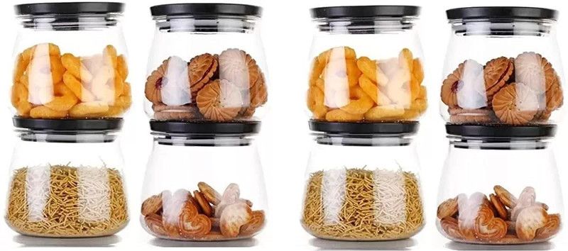 ELVIZ Plastic Grocery Container - 800 ml  (Pack of 8, Black)