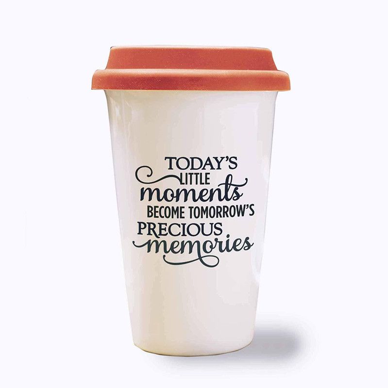 iKraft Travel, Today's Little Moments Becomes Tomorrow's Precious Memories Inspirational Quotes Coffee Tumbler 12 oz Ceramic Tumbler  (350 ml)