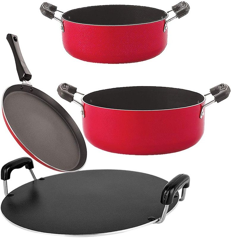 NIRLON FT10_RT_CS22_CS24 Non-Stick Coated Cookware Set  (PTFE (Non-stick), Aluminium, 4 - Piece)