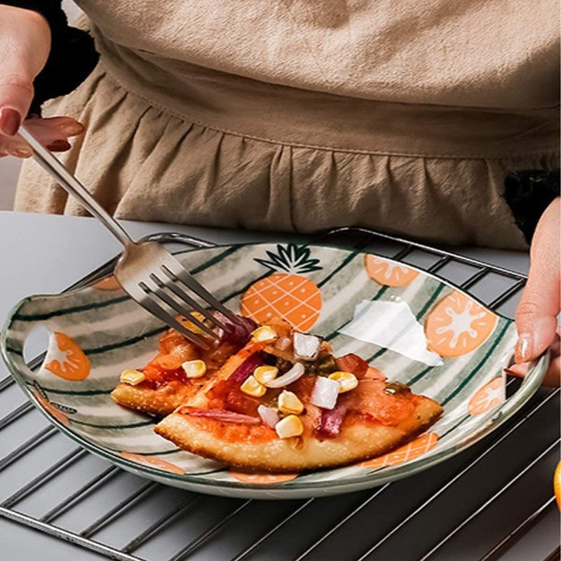 MIANKU Porcelain Vegetable Bowl  (Orange, Green, Pack of 1)