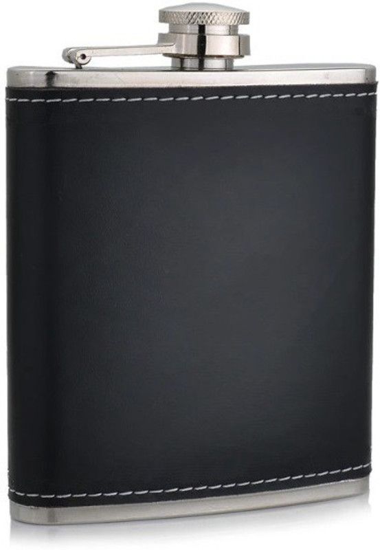 MENZY Leather Blends Stainless Steel Wine Whiskey Alcohol Drinks And Liquor Holder Stainless Steel Hip Flask  (210 ml)