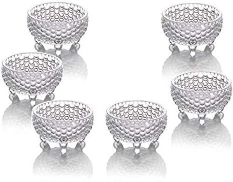 goodiebox Glass Serving Bowl Designer Glass Bowl  (Pack of 6, Clear)