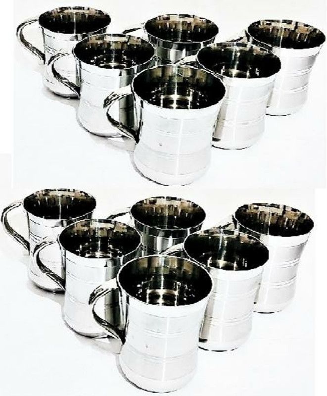 Pearl Association (Pack of 12) 325 ML Glass Set Water/Juice Glass  (325 ml, Steel, Silver)