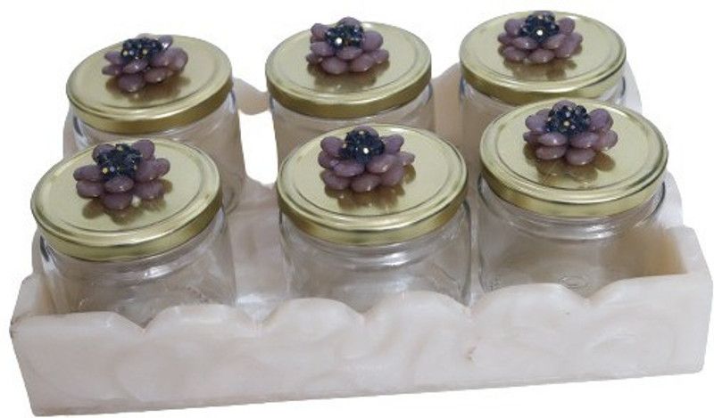 GoodWoods Glass Grocery Container - 200 ml  (Pack of 6, Gold)