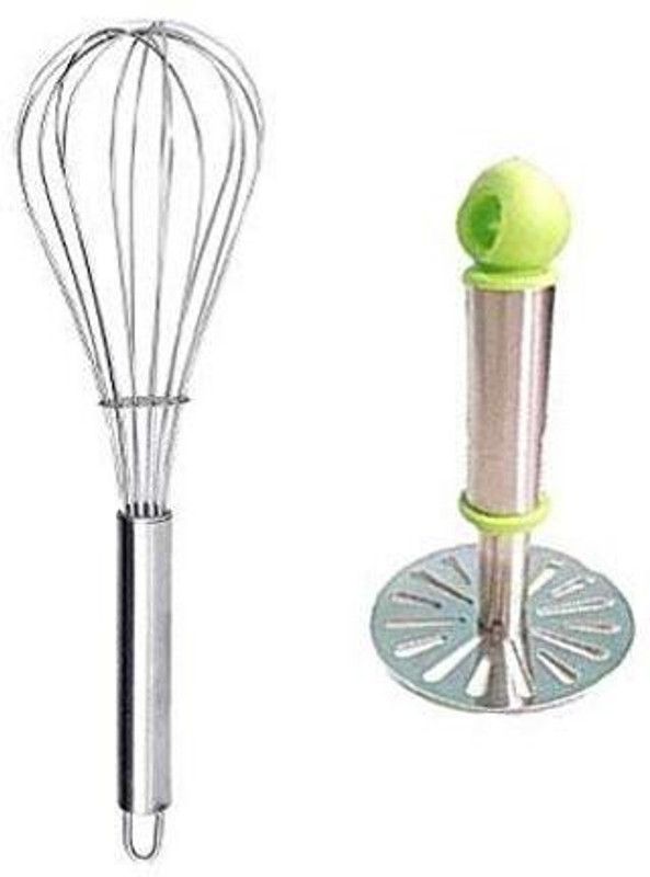 AXOLOTL Stainless Steel Whisk & Potato Masher (Set of 2) Kitchen Tool Set  (Silver, Whisk, Masher)