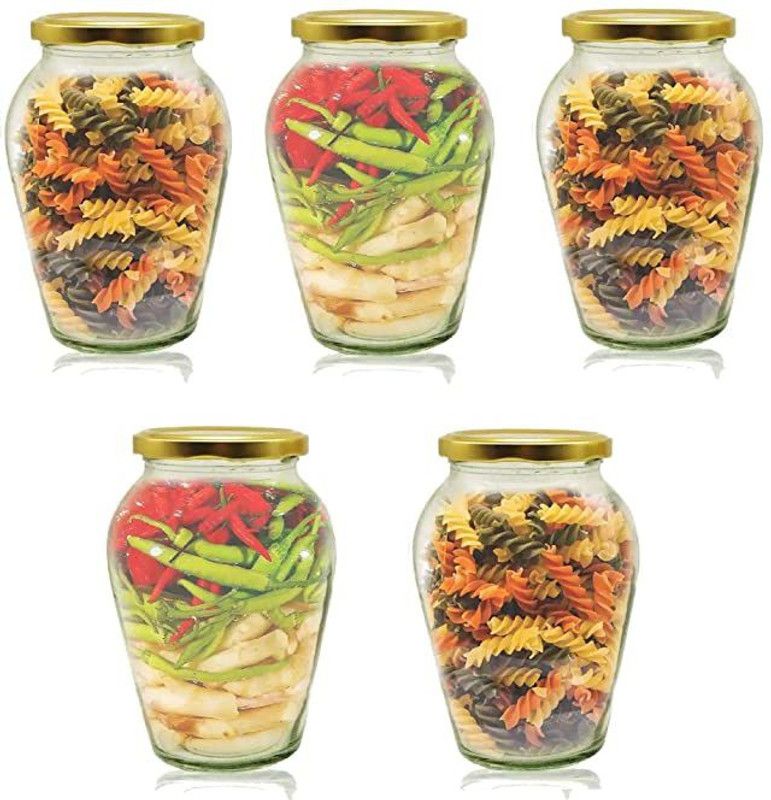 MD Retail Glass Grocery Container - 1000 ml  (Pack of 5, Clear)