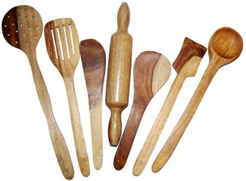 Alhind Handicraft Rt-6 Wooden Set Brown Kitchen Tool Set  (Brown, Spatula)