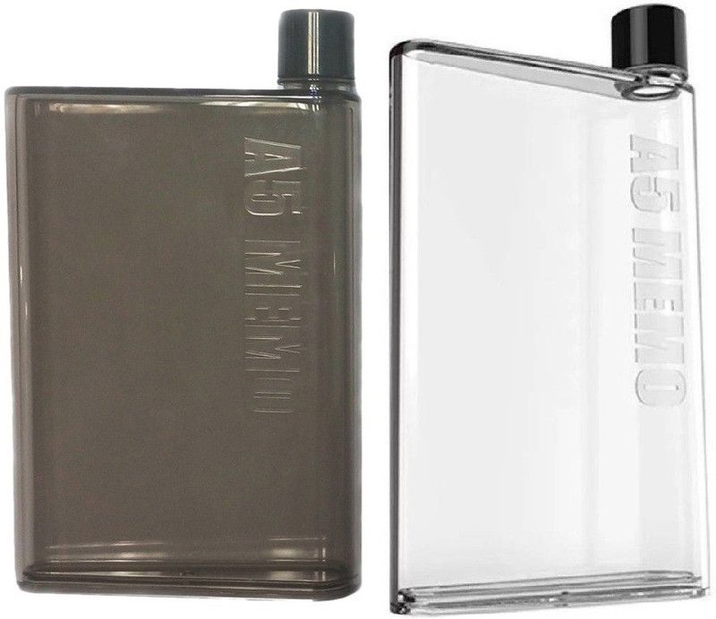 Painter A5 Memo Notebook Water Bottle Clear Black and Black 420 ml (Set of 2 ) 420 ml Bottle  (Pack of 2, Clear, Black, Plastic)
