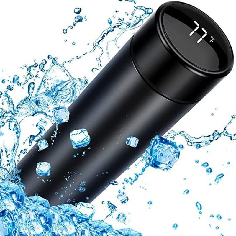 Smart Bottle with LED Temperature Display with Touch Screen Smart 403 500 ml Bottle  (Pack of 1, Black, Steel)