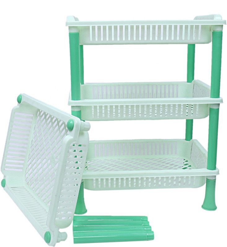 KUBER INDUSTRIES Fruits/Vegetables Kitchen Rack Plastic Plastic 4 Layer Multi-purpose Kitchen Storage Basket Rack (Green)-CTKTC13284