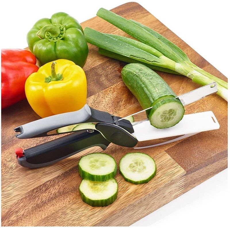 Smart Clever Cutter 2 in 1 Food Chopper/Tool Slicer Dicer/Vegetable & Fruit Cutter/Kitchen Scissors/Knife/Chopping Vegetable & Fruit Chopper Vegetable & Fruit Grater & Slicer  (1)