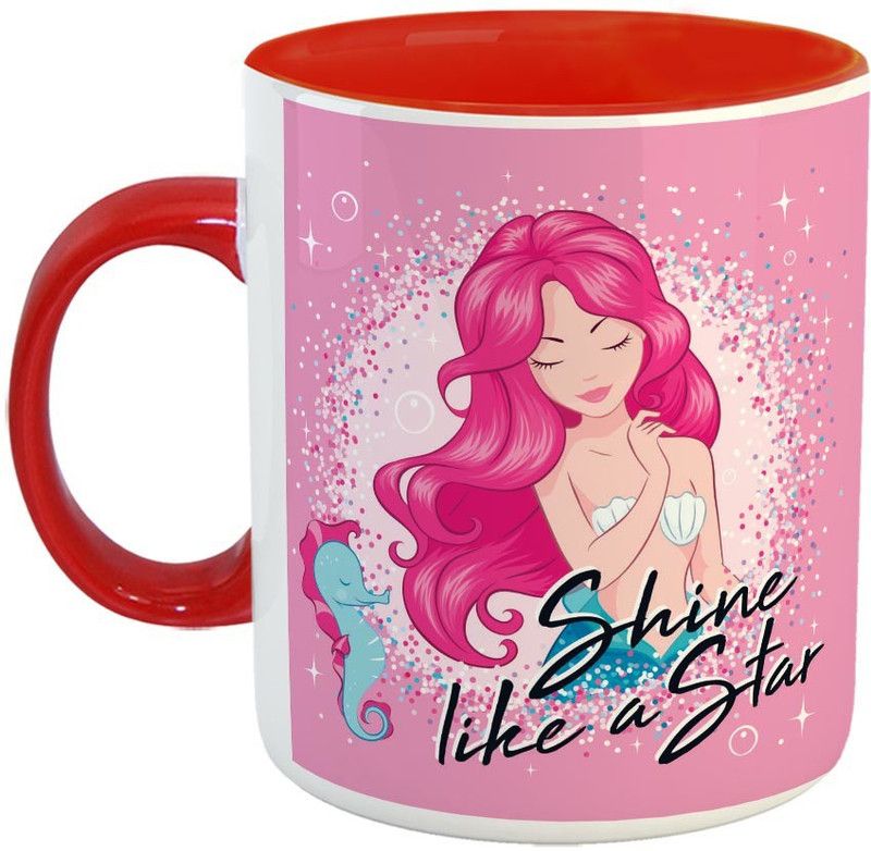 Furnish Fantasy Shine like a star Ceramic Coffee - Best Gift for Friends / Friendship Day Gift - Color - Red (0854) Ceramic Coffee Mug  (350 ml)